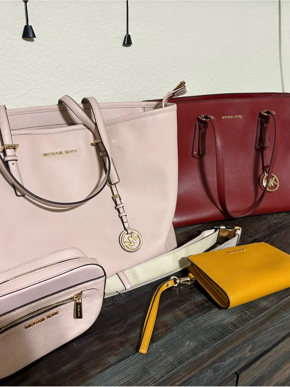 Michael Kors Black MK Logo Tote and other bags/wallet.